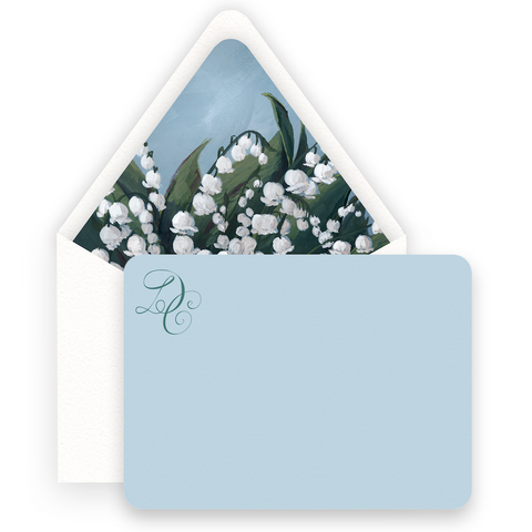 Watercolor Lily of the Valley Lined Women's Stationery