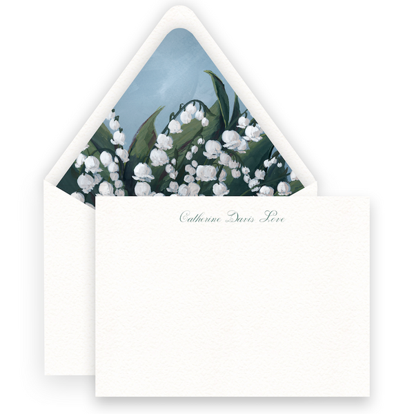 Watercolor Lily of the Valley Lined Women's Stationery