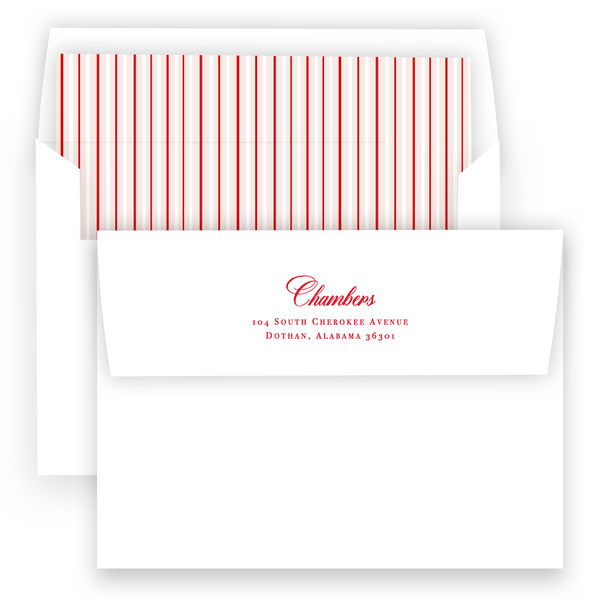 Red & Pink Border with Stripe Back & Florentine Design "Happy Holidays" Portrait Holiday Card