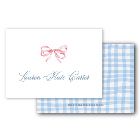 Pink Bow with Blue Gingham Border Enclosure Card