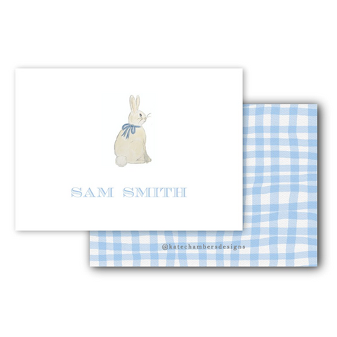 Gingham Blue Bunny Baby Enclosure Card