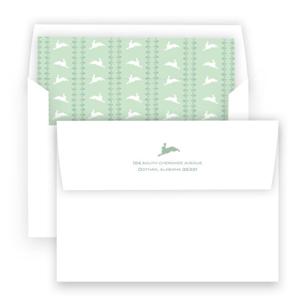 Green Leaping Bunny Baby Shower Invitation
