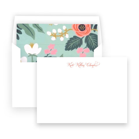 Mint, Pink, & Coral Floral Lined Square Flap Women's Stationery