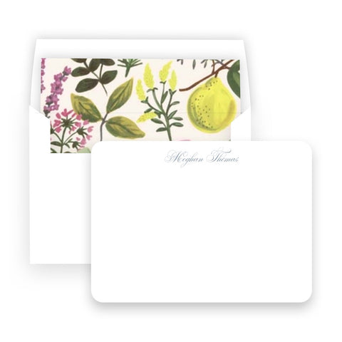 Lemon Chartreuse Floral Lined Square Flap Women's Stationery