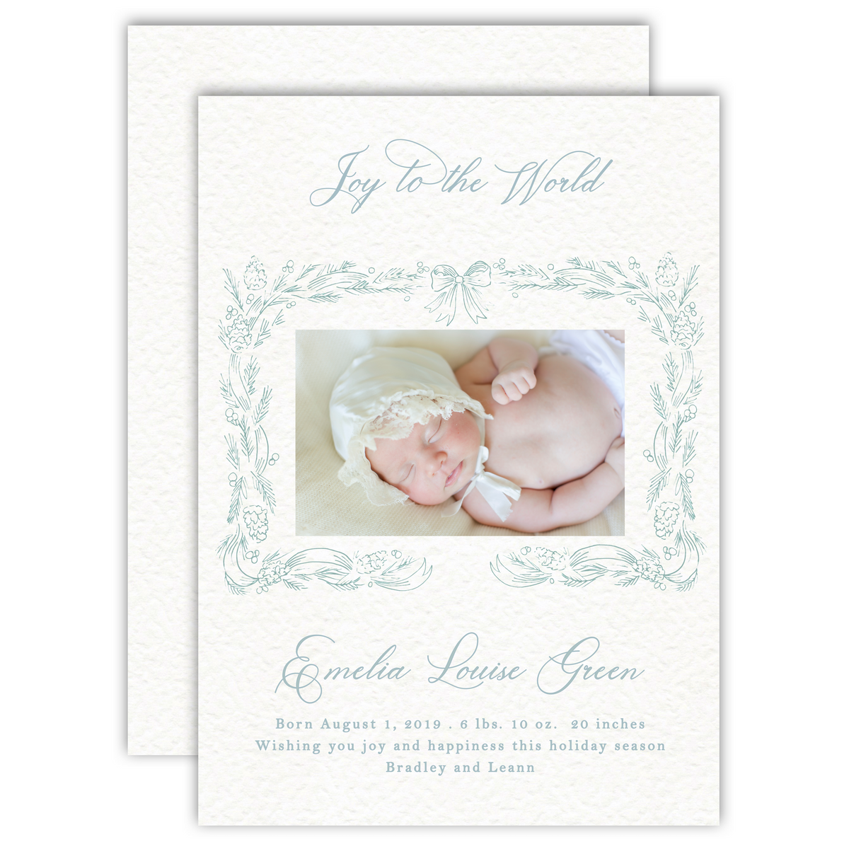 Baby Birth Announcement - high quality boys blue cross - by Kate Chambers Designs