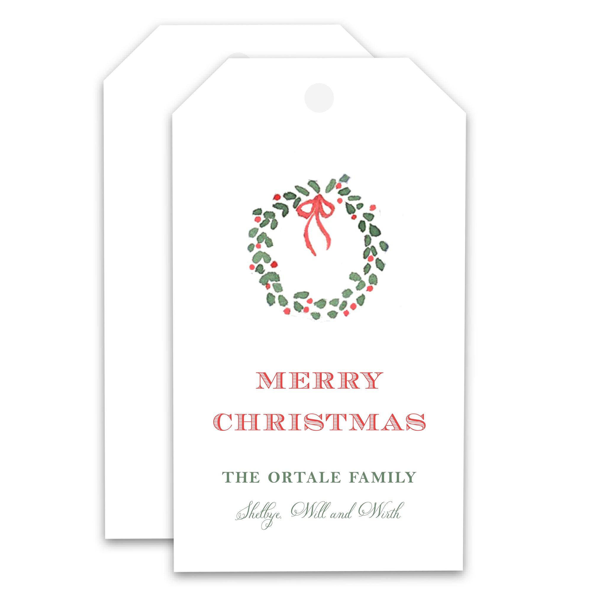 Traditional Wreath Holiday Gift Tag