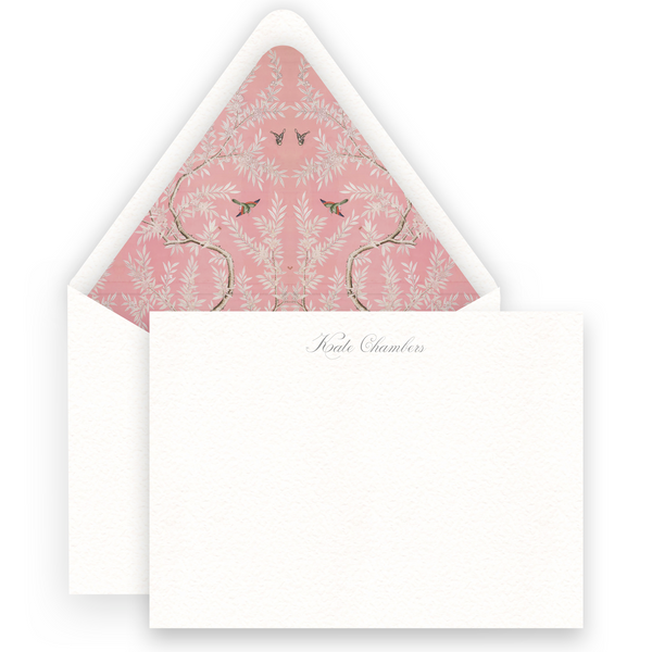 Watercolor Chinoiserie Pink Lined Women's Stationery