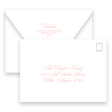 Vintage Pink with Coral Bow "Merriest Little Christmas" Landscape Holiday Card