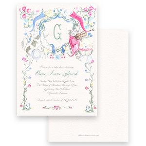 Watercolor Mother Goose Nursery Rhyme Baby Shower Invitation