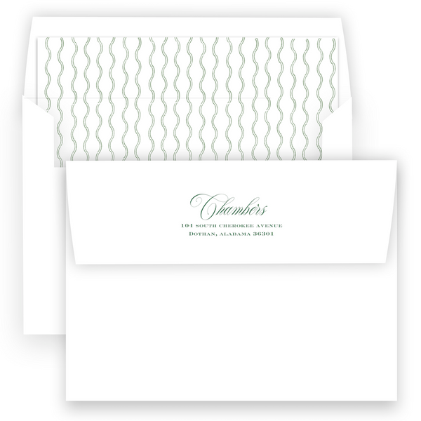 Green Double Wavy Border Portrait Holiday Card