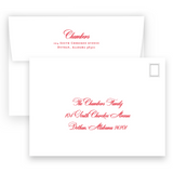 Red and Pink Border with Florentine Design "Happy Holidays" Landscape Holiday Card