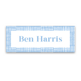 Boy's Blue Gingham Border Vinyl Sticker Label