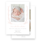 Girl's Pink Laurel Border Birth Announcement