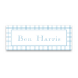 Boy's Blue Plaid Border Vinyl Sticker Label