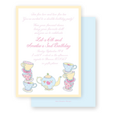 Watercolor Yellow Tea Party for Two Birthday Party Invitation