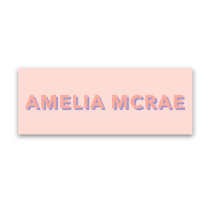 Girl's Simple Peach Shadow Font Vinyl Sticker Label