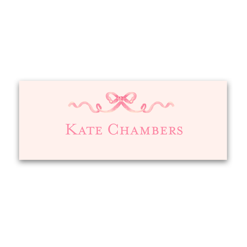 Girl's Watercolor Pink Bow Vinyl Sticker Label