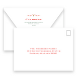 Watercolor Red Berry Holly Garland with Lattice Back Landscape Holiday Card