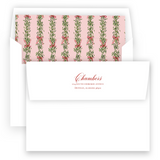Red & Pink Border with Mistletoe Garland Landscape Holiday Card