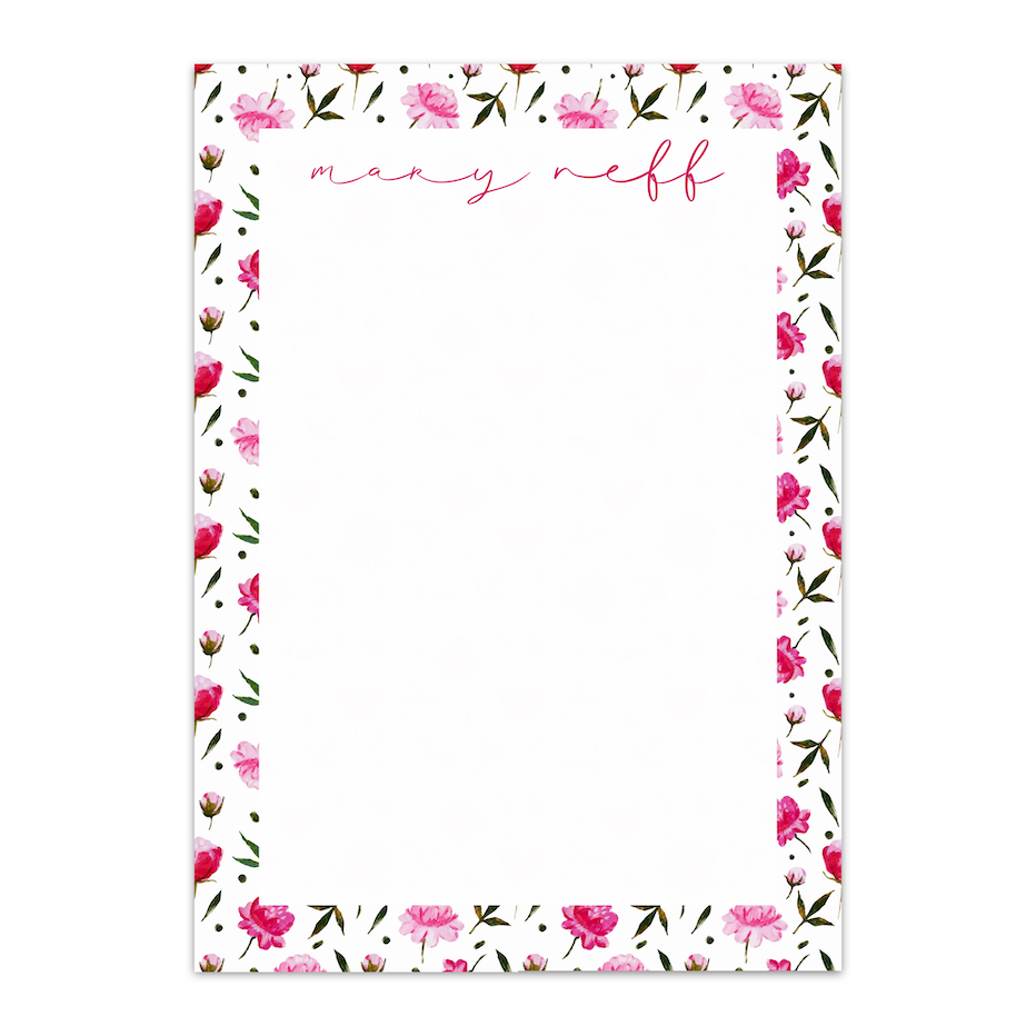 Women's Bold Pink Floral Custom Notepad