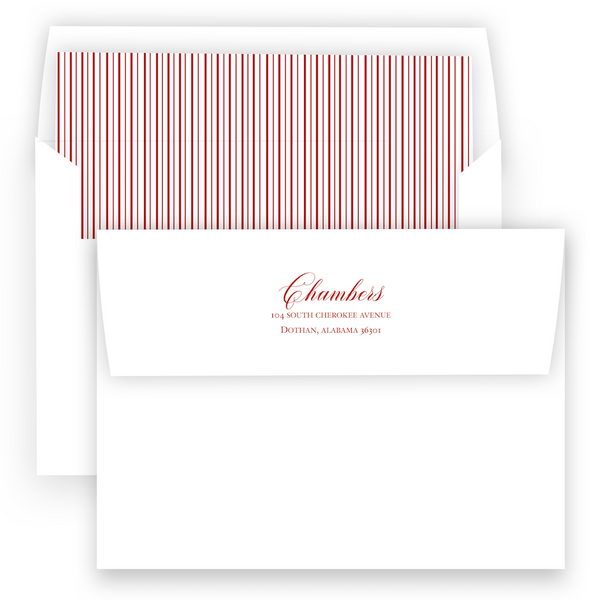 Red & White Vintage Border with Wreath Holiday Card