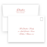 Red & White Vintage Border with Wreath Landscape Holiday Card