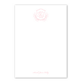 Women's Pink Floral Crest Monogram Custom Notepad