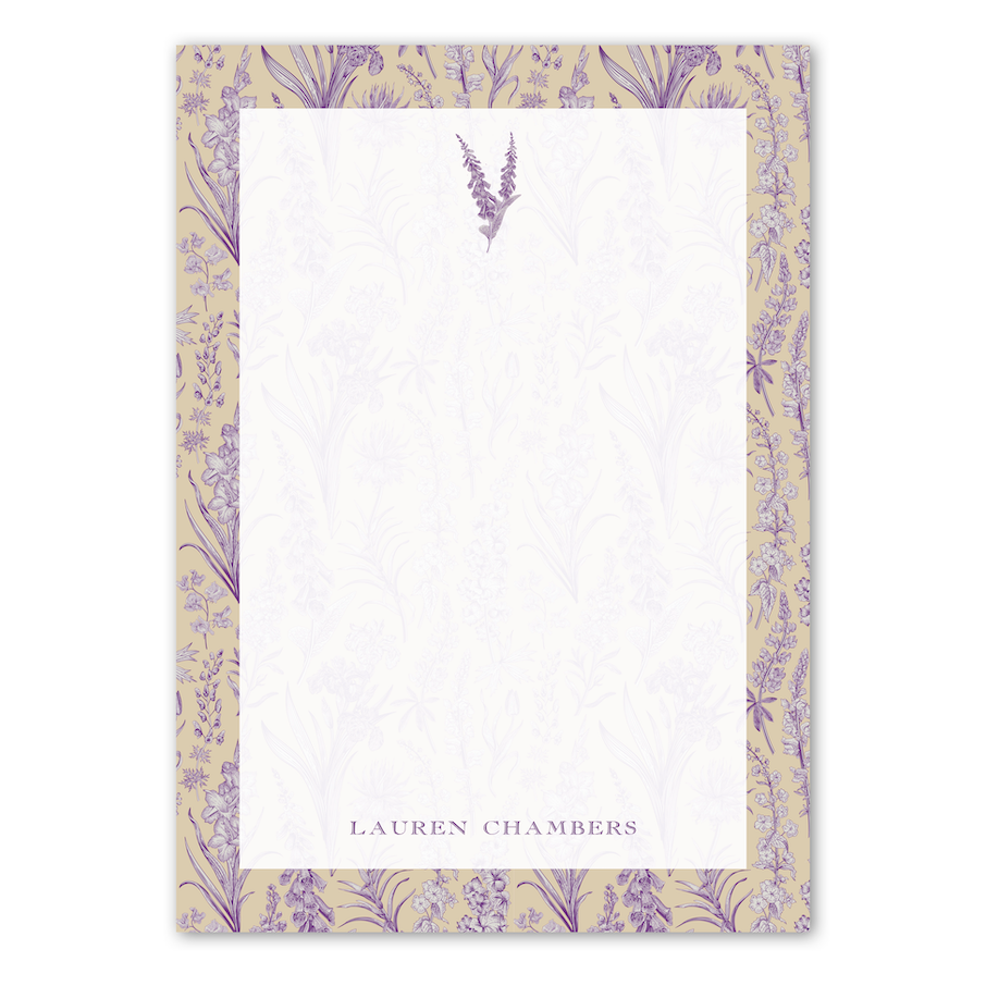 Women's Vintage Lavender Botanicals Custom Notepad