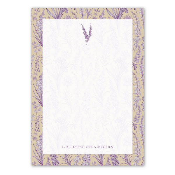 Women's Vintage Lavender Botanicals Custom Notepad
