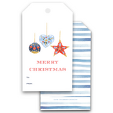 Blue and Red Watercolor Ornament Holiday Gift Tags, Set of 12