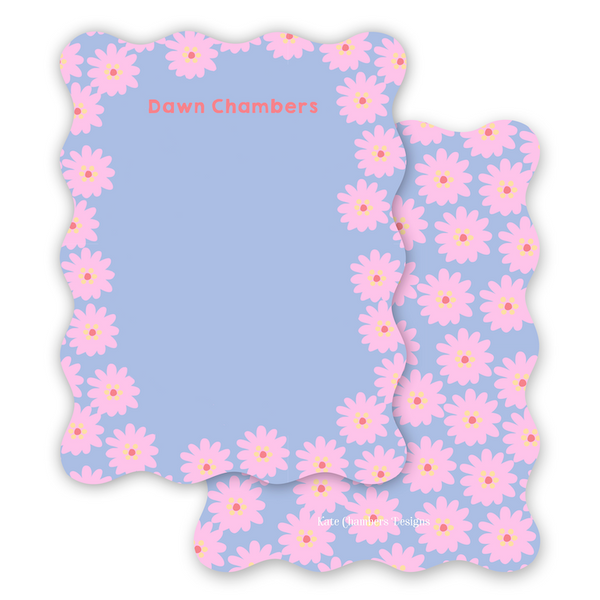 Girl's Ditsy Flowers Wavy Die Cut Border Stationery