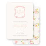Watercolor Pink Ribbon with Florals Baby Shower Invitation