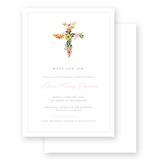Multicolor Watercolor Floral Cross Baptism Invitation
