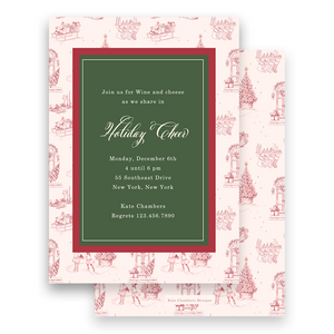 Green & Pink Holiday Scenes Holiday Invitation