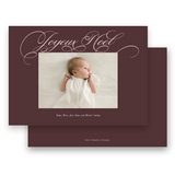 Claret and Blush Simple Script Landscape Holiday Card / Birth Announcement