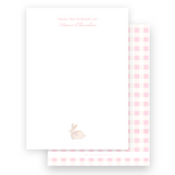 Pink Watercolor Bunny with Bow Baby Stationery