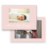 Simple Pink "Merriest Little Christmas" Landscape Holiday Card