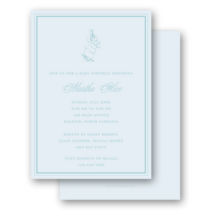 Blue Vintage Peter Rabbit Baby Shower Invitation