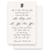 Simple Black Traditional Monogram with Switzerland Script Wedding Invitation