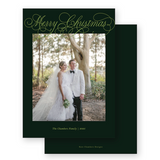 Classic Calligraphy "Merry Christmas" Portrait Holiday Card