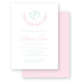 Pink Laurel Wreath Baby Shower Invitation