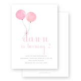 Watercolor Pink Balloons Simple Birthday Party Invitation
