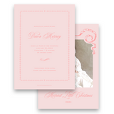 Vintage Pink Coral Bow "Merriest Little Christmas" Portrait Holiday Card