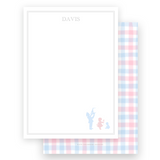 Vintage Children Silhouette with Gingham Portrait Stationery