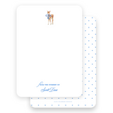 Blue Watercolor Deer with Bow Baby Stationery