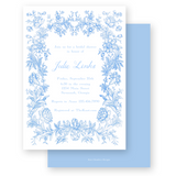Blue Vintage Rose Border Bridal Shower Invitation