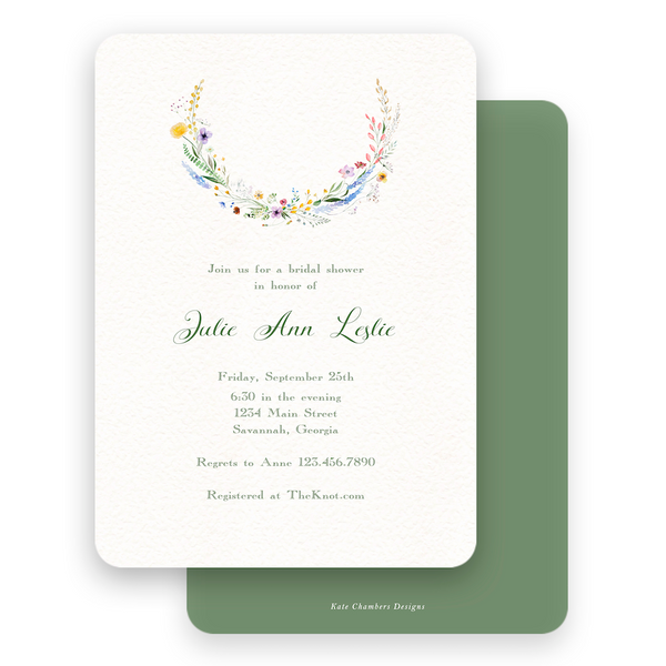Watercolor Botanical Crest Bridal Shower Invitation