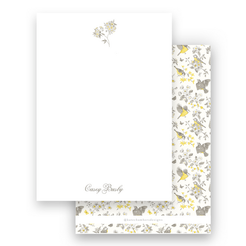 Vintage Yellow Bird Toile Lined Women's Stationery