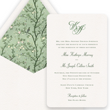 Green Simple Script Logo Chinoiserie Wedding Invitation