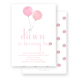 Watercolor Pink Balloons with Doughnuts Birthday Party Invitation